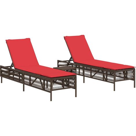 Maison Exclusive - Lettini prendisole 2 pz con Tavolino in Polyrattan Marrone