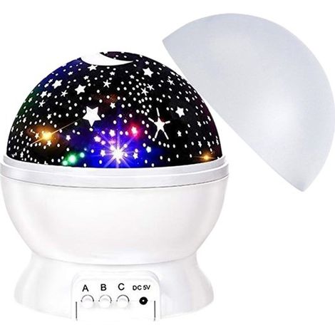 Veilleuse Ciel Étoilé pour Enfants - Projecteur d'Étoiles - Lumière Brumeuse à Couleurs Changeantes - Veilleuse Chambre - Blanche - 1 pièce - 12×13 cm (1/4)