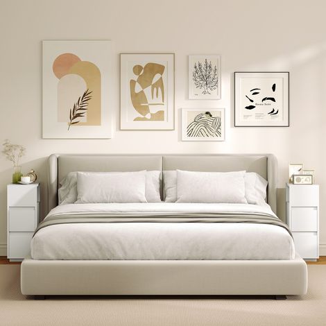 Juego de 2 mesitas de noche estrechas y altas para dormitorio con 2 cajones y estante abierto, mesitas de noche modernas que ahorran espacio, mesas auxiliares para sofá, sala de estar, salón y dormito (1/5)