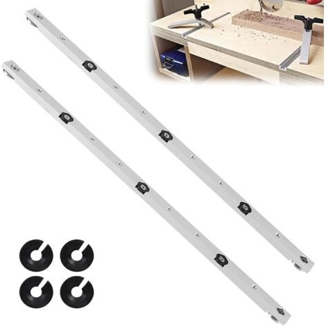 LAN Barre d'onglet de 450 mm, 2 rails de guidage réglables pour scie à onglet, en alliage d'aluminium avec rainure en T, outil de mesure pour scie circulaire sur table (1/5)