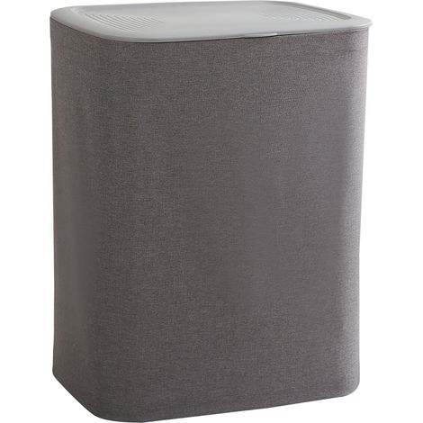Kitchen Move – Panier à linge 90L en tissu gris – Dimensions 40.9 x 56.2 x H69.3 cm – 2 sacs amovibles avec poignées renforcées – Pliable pour rangement compact