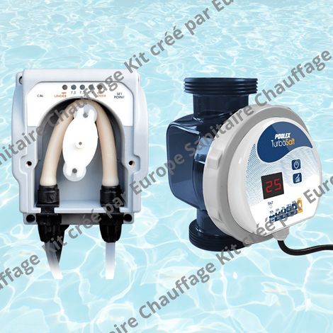 Poolstar – Pack électrolyseur au sel Turbo Salt 18 g/h – Régulateur de pH automatique – Pour bassin jusqu'à 80 m³ – Installation horizontale/verticale