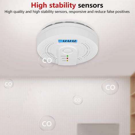 Détecteur numérique de monoxyde de carbone avec indicateur LED, moniteur de gaz CO alimenté par batterie, alarme Portable à usage domestique (1/4)
