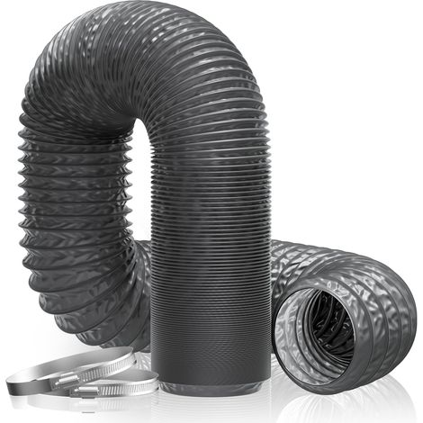 Conduit d'air Flexible Tuyau de Ventilation 200 mm x 5 m en Feuille d'aluminium et PVC pour Chauffage et Climatisation, Seche Linge, Ventilateur Extracteur Air Ø200mm, 5 Mètres, Gris (1/5)