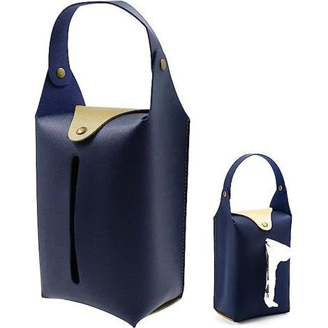 Boîte à mouchoirs - Créatif - Cuir - Bleu foncé - 24x12x8cm - Multifonctionnelle (1/4)