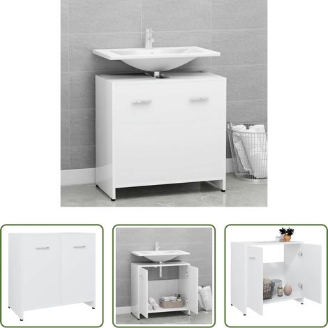 Holzschrank - Badezimmerschrank Weiß 60x33x61 cm Holzwerkstoff (1/5)