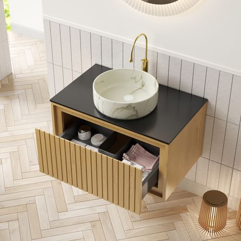 Mobile bagno sospeso con lavabo in ceramica OKMYHOME (1/5)