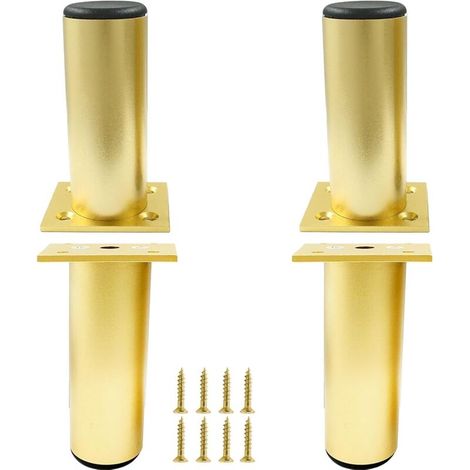 Lot de 4 pieds de meuble en alliage d'aluminium (hauteur 10 cm, diamètre 3,8 cm) réglables, pieds de canapé ronds en métal (doré) (1/5)