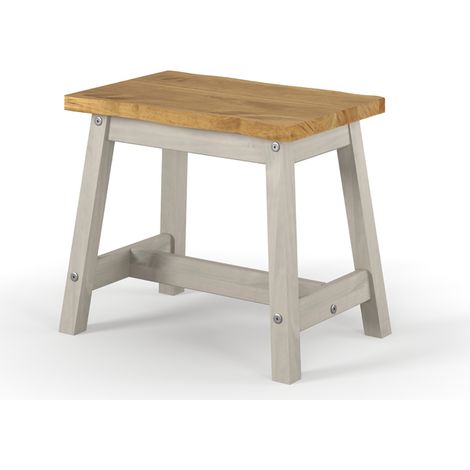 Live Edge Single Dining Bench (Set of 2) - Pine - L31.5 x W52.5 x H45.5 cm - Grey/Antique Waxed Pine - Flat Packed