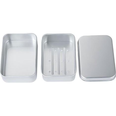 Jabonera portátil de viaje de 3 piezas,caja de jabón de aluminio con desagüe,soporte de jabón impermeable para baño (1/5)