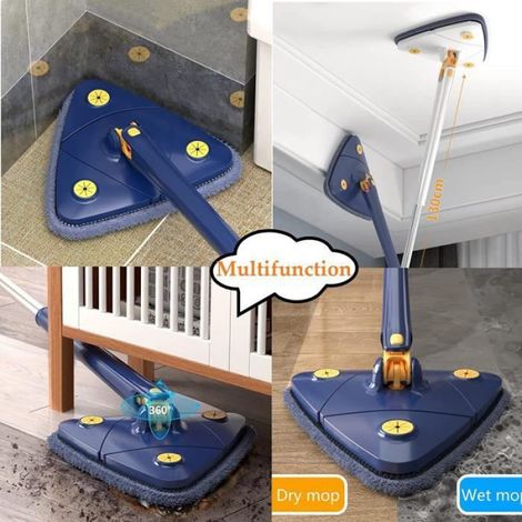 Vadrouille de Nettoyage Triangle Réglable Balai de Nettoyage Rotatif à 360 Telescopic Triangular Mop avec Compression Automatique (1/4)