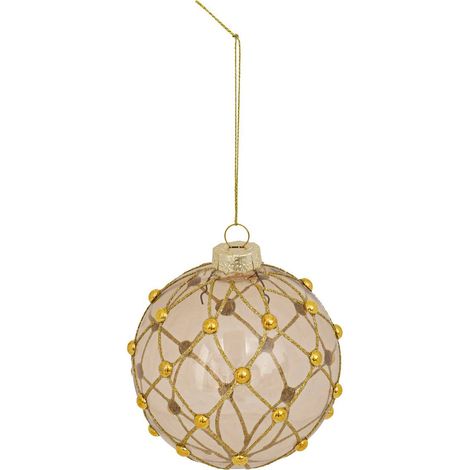 Palla di vetro perla bronzo diga 10cm trasparente - Feeric lights & christmas