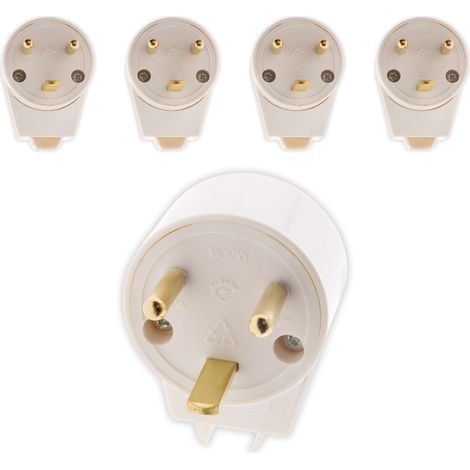 Lot de 5 fiches mâles 20A coudées 2 P+T - blanc - Zenitech