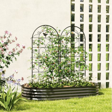 Rankgitter für Kletterpflanzen aus Metall, 2er-Set, 50 x 120 cm, Schwarz (1/5)
