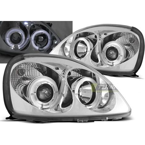 Paire de feux phares Toyota Yaris 99-03 angel eyes chrome-27361867 (1/2)