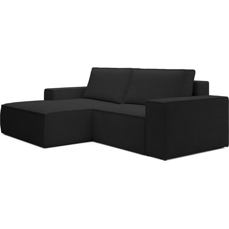Selsey Farese Mini – Ecksofa mit Cordbezug, Schlaffunktion und Stauraum, Schwarz, links (1/5)