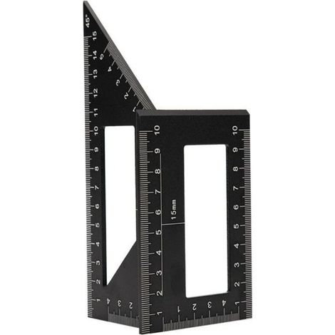 45 to 90 Degree Angle Ruler, Portable Precision Marking Gauge, Square Wood Accessories, Aluminium Alloy, Multifunctional Metric Measuring Tool (Black)