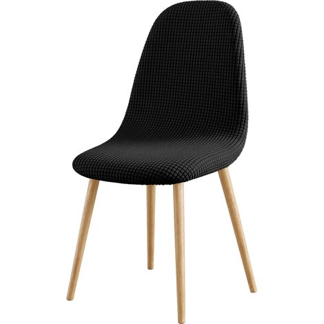 Housse de chaise scandinave extensible en tissu gaufré Noir 40x50 cm (1/3)