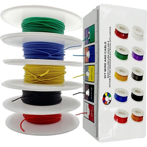 0.75mm² Fil électrique 18AWG Flexible Fils électriques Kit de Silicone 5 Couleurs 5 Mètre chacun Pour le Bricolage, les Modèles RC, Lampes, Appareils Ménagers (1/5)