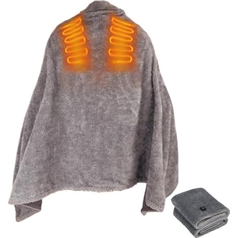 Couverture chauffante électrique Couverture de confort - Châle chauffant électrique USB - Pour le corps, le dos et les épaules - Idéale pour le lit, le bureau, le camping d'hiver et les voyages (1/5)