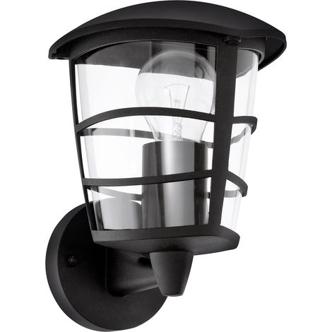 Applique Esterno Moderna Aloria Alluminio Nero Policarbonato Trasp 1 Luce E27