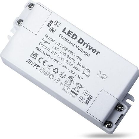 Transformateur LED 12 V 30 W Alimentation basse tension, 220 V à 12 V, compatible avec les rubans LED et les projecteurs (1/5)