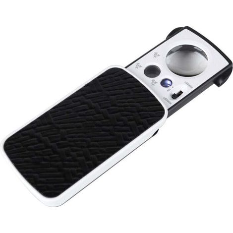 Loupe de poche éclairée à LED - Loupe 30X 60X 90X - Loupe de lecture éclairée pour personnes âgées - Loupe de poche pliable noire pour bijoux, XU, Pièces de monnaie, Diamants et timbres - KZQ (1/4)
