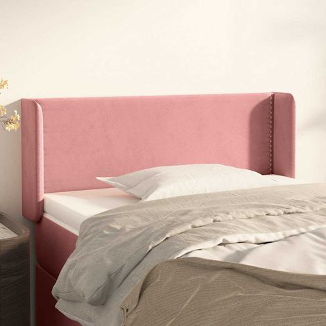 Tête de lit rose avec oreilles en velours, hauteur réglable, 103 x 16 x 78/88 cm, 7.38kg - PANGIVO (1/5)
