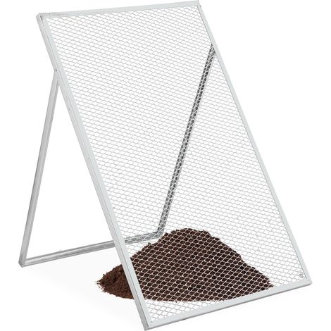 Relaxdays Setaccio per Terreno Giardino, HxL: 100 x 60 cm, Rete in Acciaio Zincato 15 x 30 mm, per Compost, Argentato