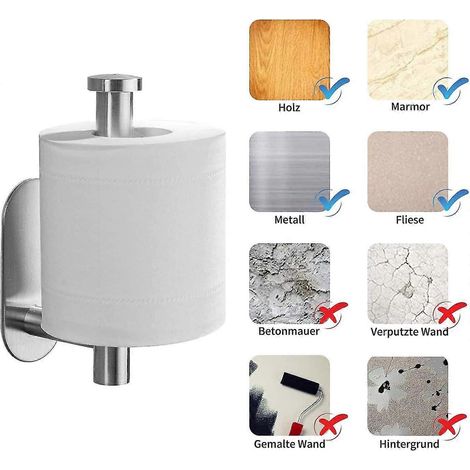 Porte de toilette autocollante, support de toilette en acier inoxydable, rouleaux de papier toilette pour salle de bain et cuisine, sans perçage, adhésif 3M (1/4)
