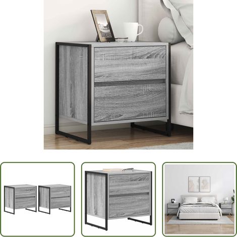 Holzwerkstoff - Nachttisch 2 pcs Graues Sonoma 50 x 39,5 x 50 cm Holzwerkstoff (1/5)