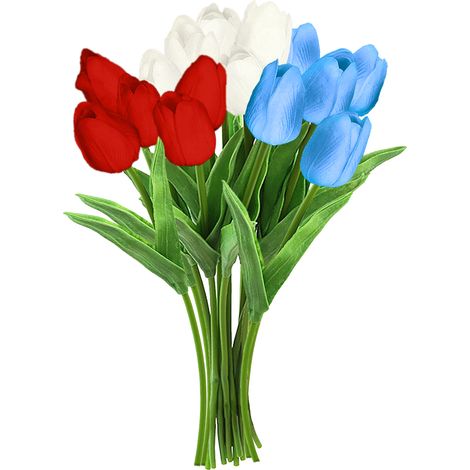 Soavoa Tulipes Artificielles Réalistes, Bouquet de 15 Fleurs en Soie pour Décoration Intérieure, Table à Manger, Mariage et Maison (1/4)
