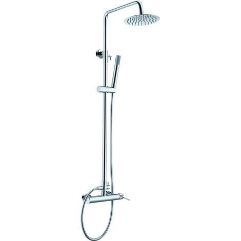 IMEX Set de ducha monocomando cromado en acero y latón con asta extensible rociador extraplano antical cartucho cerámico Ø35mm Imex-BDYS045 Milos Stick (1/3)