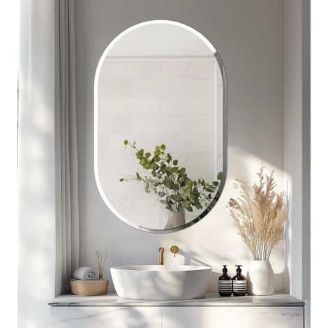 Specchio da Bagno Ovale Minimalista Ingresso 80x50cm (1/5)