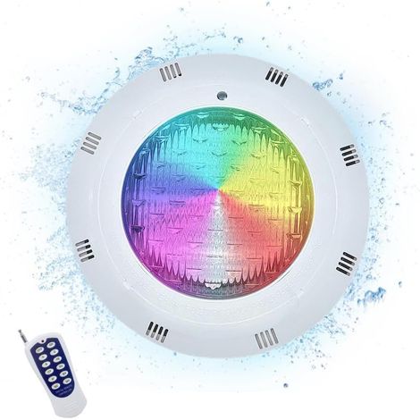 Éclairage piscine LED submersible 12V 45W – RVB multicolore, IP68 – Télécommande – Pour piscine enterrée (1/5)