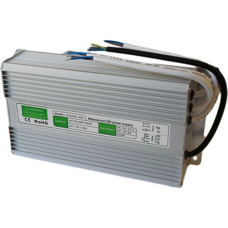 Trade Shop - NETZTEILTRANSFORMATOR WASSERDICHT 12V IP67 LED STRIP SCHALTER -