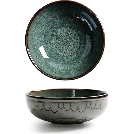 Saladier en céramique, 16,5 cm (700 ml) – bol vert pour salade, durable et passe au lave-vaisselle (1/5)