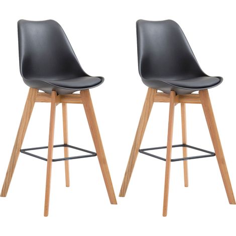 Set De 2 Taburetes De Bar Metz Con Asiento En Polipropileno Natural Negro (1/5)