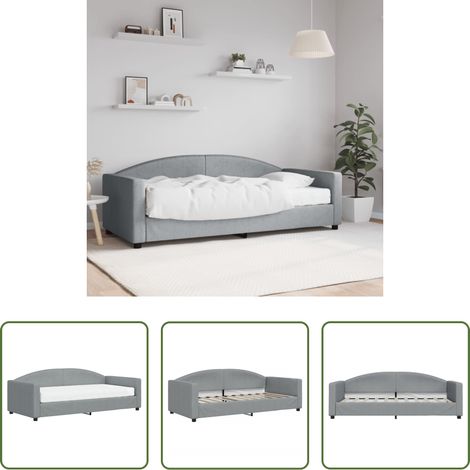 vidaXL Sofa mit Matratze - Tagesbett mit Matratze Hellgrau 90x190 cm Stoff (1/5)