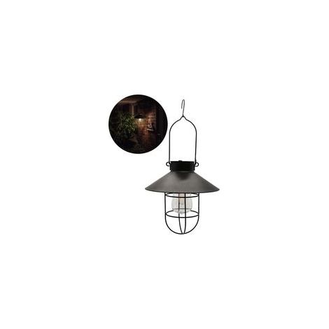 Hängende Solarlaterne im Vintage-Stil für den Außenbereich, aus Metall gefertigt und mit warmweißen LED-Lampen ausgestattet. Ideal zur Dekoration von Gärten, Terrassen oder Bäumen. Solar-Gartenbeleuch