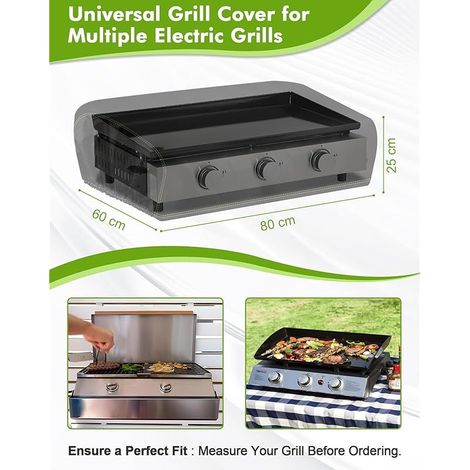 Plancha-Abdeckung für den Außenbereich, 600D Oxford-Gewebe, Schutzhülle 80 x 60 x 25 cm, universelle wasserdichte Plancha-Abdeckung, UV-beständig für Gasherde, Grills und Küchen im Freien. (1/5)