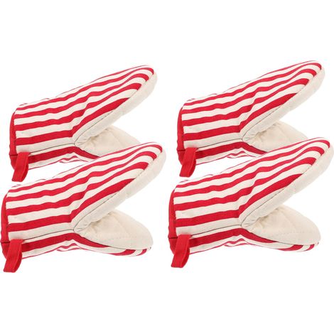Dos pares de guantes de cocina resistentes al calor, fabricados en algodón grueso, adecuados para pasteleros profesionales. (1/5)
