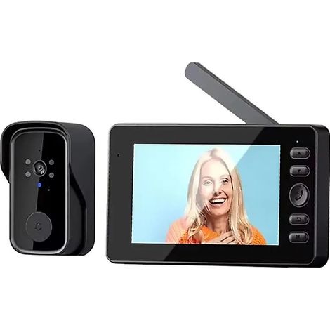 Sonnette vidéo sans fil avec interphone bidirectionnel,écran LPS de4,3inch,vision nocturne,caméra de sécurité domestique étanche (1/5)