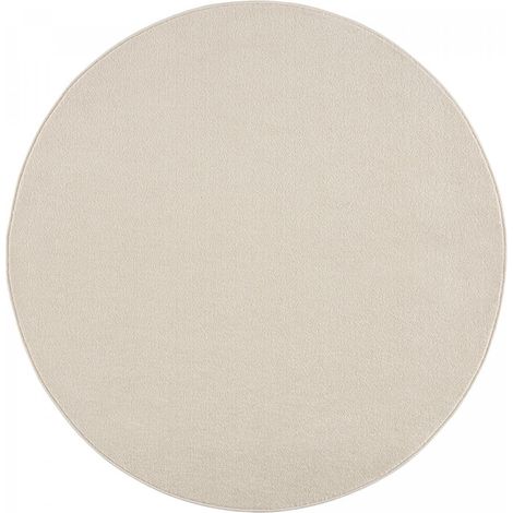 Tapis salon et chambre Ø200cm crème rond tissé motif uni NOSSA