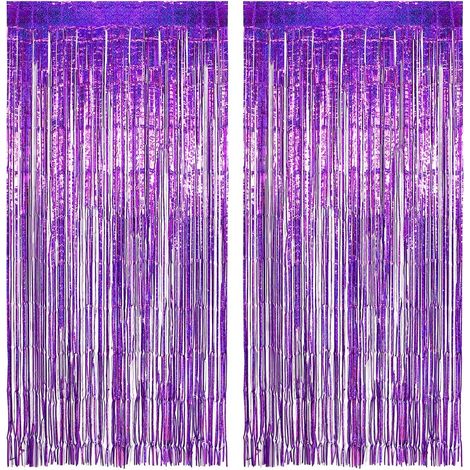 2 Pièces Rideau, Métallique, Paillette, Aluminium, Violette, Anniversaire, Mariage, Noël
