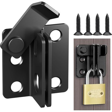 Verrou Porte Coulissante Serrure Volet Loquet Porte Verrou Portail à Bascule Boulon avec Vis pour Porte Fenêtre Placard et Jardin Acier Inoxydable (Noir, Right Open S) (1/5)