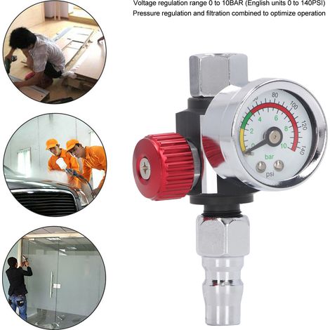 Régulateur de pression d'air pour pistolet à peinture G1/4in, réglage rapide et précis de 0 à 10BAR, régulateur ajustable pour pistolet à peinture (1/5)