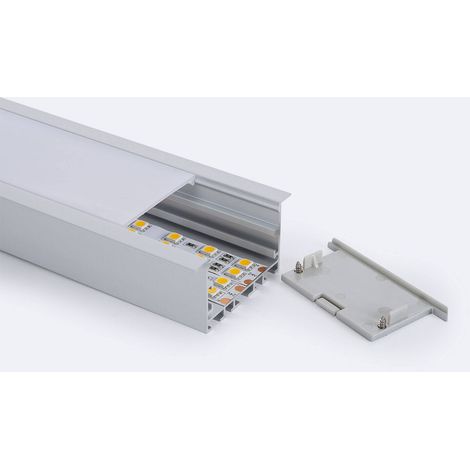Profilo in Alluminio Architettonico Grandi Dimensioni con Copertura Continua per Strisce LED fino a 40 mm Bianco traslucido Alluminio 2 m (1/3)
