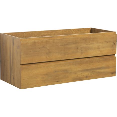 Badplaats – Meuble sous vasque suspendu 120 x 48 x 50 cm – MDF – 2 tiroirs softclose sans poignée – Kit de fixation inclus (1/5)