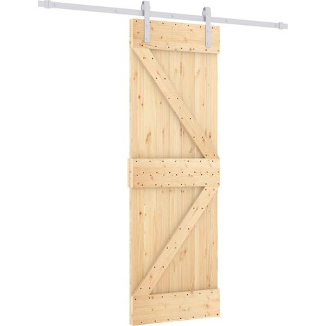 Schiebetür Natürlich und Weiß 70 x 210 cm Massivkiefer vidaXL